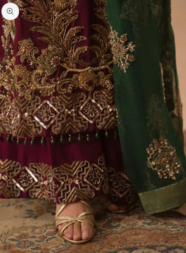 Abeera Usman - Burgundy Dusk Pakistani fashion outfit in burgundy…